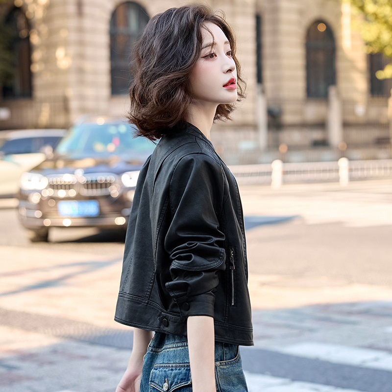 Picture of Fashion Small Leather Jacket Women's Spring and Autumn 2024 New Slim Look Super Good-looking Small Short Leather Jacket Top