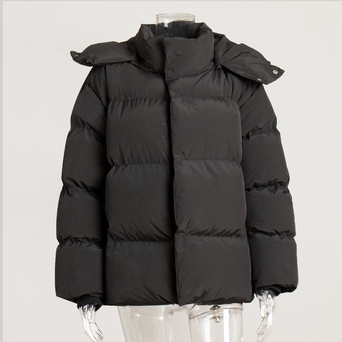 Picture of Cross-Border Cotton Outwear for Women 2025 Winter European and American New Cotton Jacket Loose Cotton Outwear Pure Color Hooded Cotton Outwear