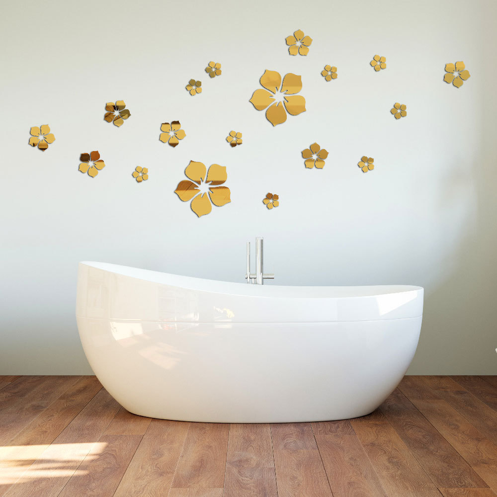 Picture of 3D Acrylic Mirror Flowers 18 Petals Crystal Mirror Wall Stickers Stereo Stickers Bedroom Living Room Decorative Wall Decorations