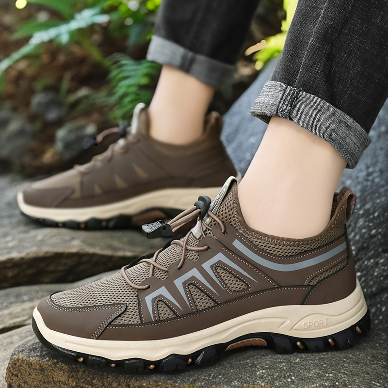 Men's Shoes, Sports Shoes, Autumn New Breathable Running Shoes, Soft-Soled Comfortable Thick-Soled Shoes, Outdoor Wear-Resistant Hiking Shoes Wholesale