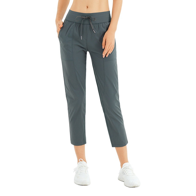 Spring and Summer Thin Quick-Drying Sports Pants for Women Harem Casual Pure Color Loose Leg-Tie Running Fitness Nine-Point Yoga Pants