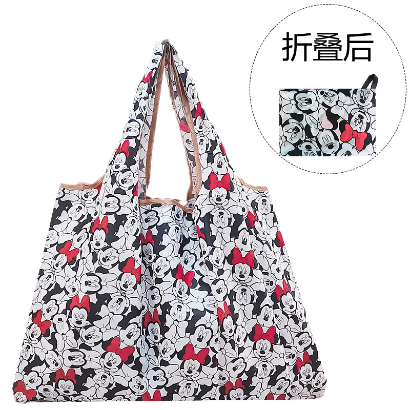 Japanese and Korean Cartoon Foldableing Supermarket Environmentally Friendly Shopping Bag Cosmetics Bag Large Capacity Portable Lightweight Grocery Shopping Bag Fashionable