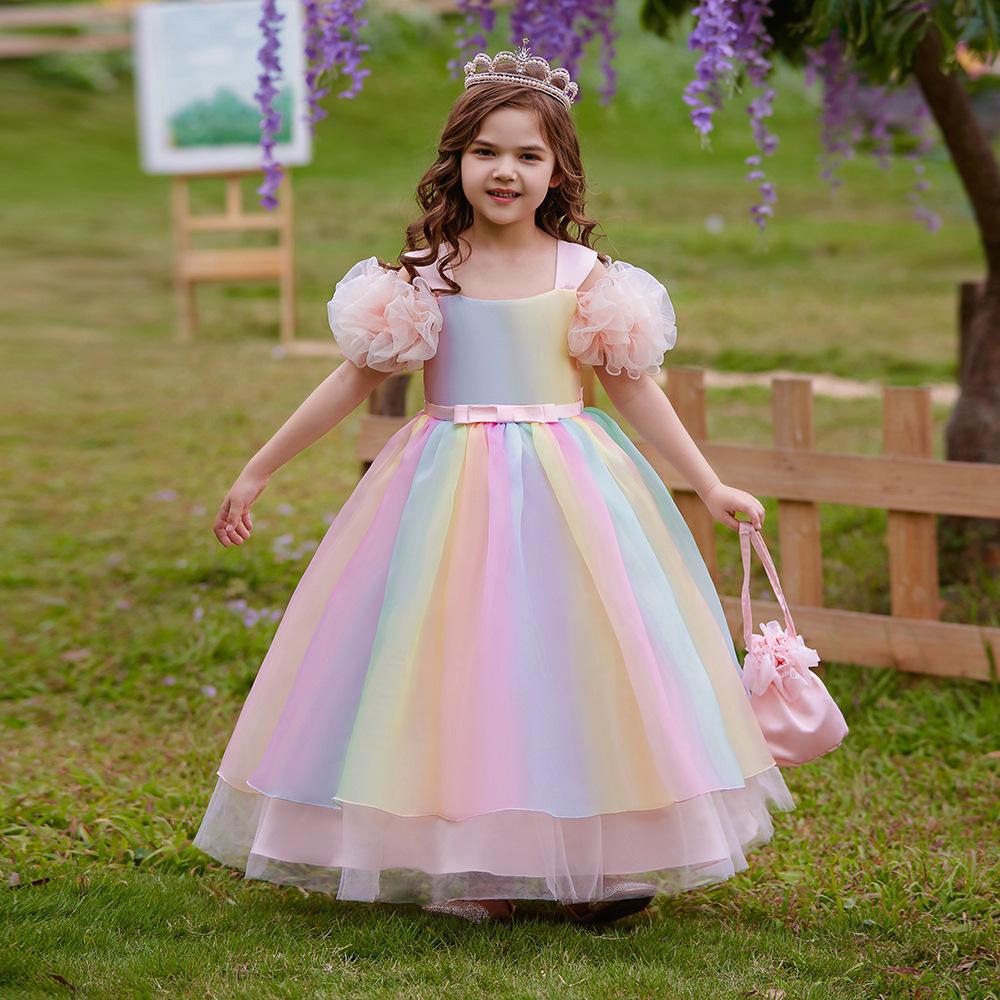 Picture of Girl's Gauze Princess Dress Rainbow Gradient Flower Girl Long Dress dress Girl's Dress Party Long Dress