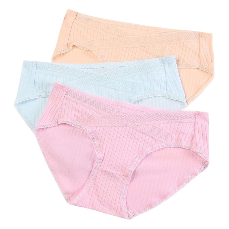 Pregnant Women's Pure Cotton Antibacterial Underwear Pregnant Women's Low Waist Abdomen Support Fashion Thread Breathable Pregnant Women's Prenatal and Postpartum Underwear