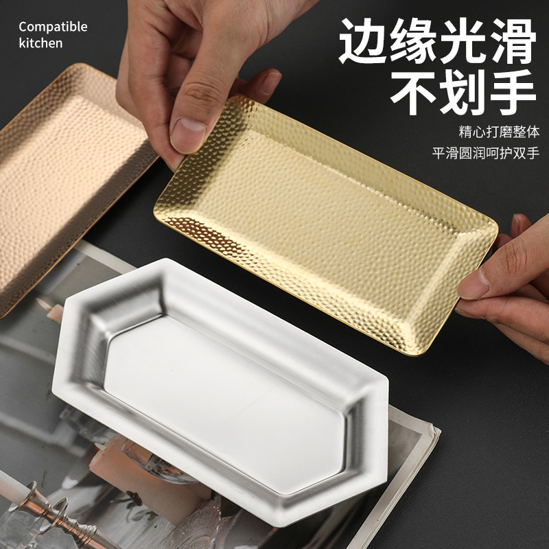 Picture of 304 towel plate stainless steel plate Nordic ins stainless steel towel plate restaurant Golden hotel stainless steel plate