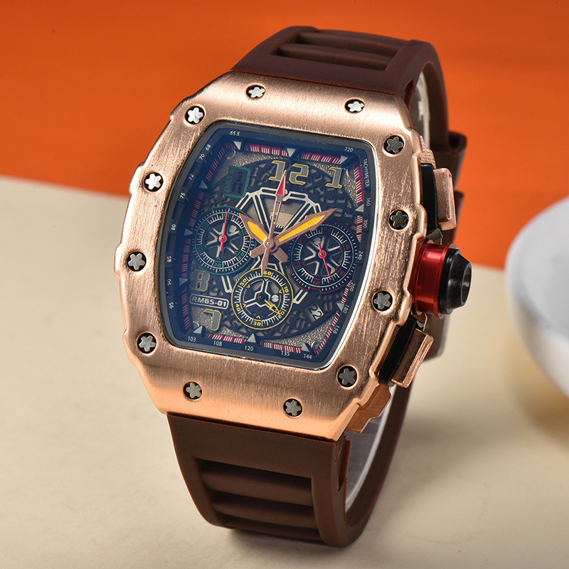 Picture of 2025 New Foreign Trade Men's Quartz Watch Multi-Functional Six-Pin Barrel-Shaped Fashion Hollow Business Watch Wholesale