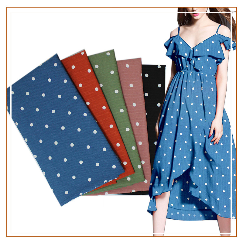 Wave Stripe Printed Fabric, All-Polyester Polka Dot Pattern Shirt Dress Women's Fabric, Loose Trendy Print