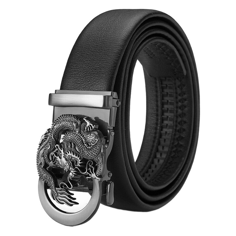 Network Explosions High-end Men's Belt Hollow Dragon Alloy Automatic Buckle Cowhide Casual All-match Belt in stock