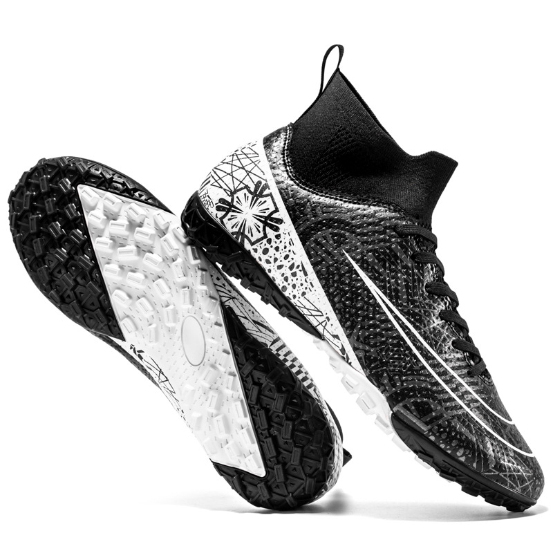 Picture of Cross-Border High-Top Adult Football Shoes for Men and Women Tf Broken Spikes Artificial Turf Ag Long Spikes Student Training Football Shoes Wholesale
