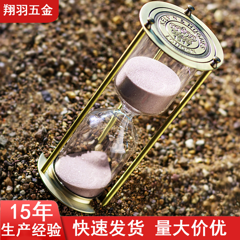 Picture of Vintage Metal Hourglass 1917 Crown Glass Hourglass Timer Gift Ornaments Home Decoration Gift Crafts