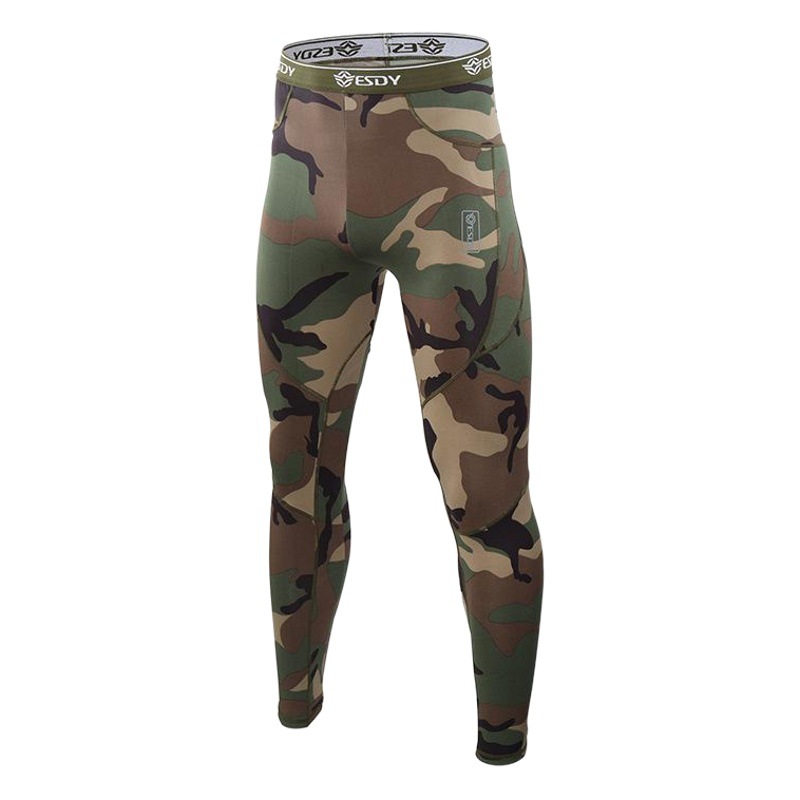 ESDY outdoor sports thermal underwear cycling clothing fleece camouflage suit elastic fitness clothing men's wholesale in stock