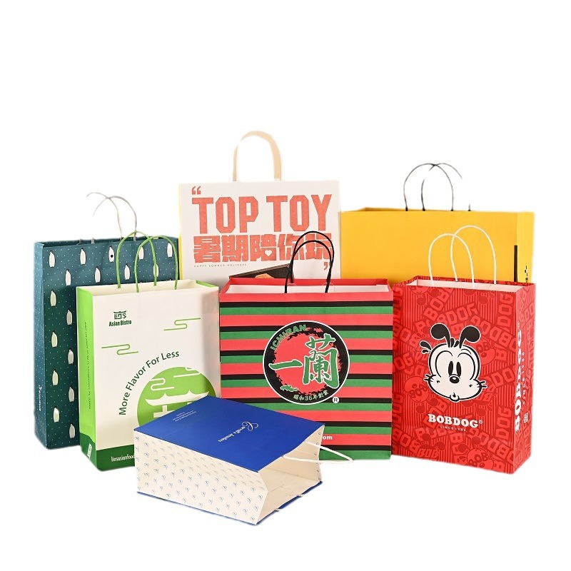 Picture of Customized Holiday Gift Bags, Thickened Kraft Paper, Luckin Milk Tea Tote Bags, Wholesale Paper Bags, Can Be Printed with Logo