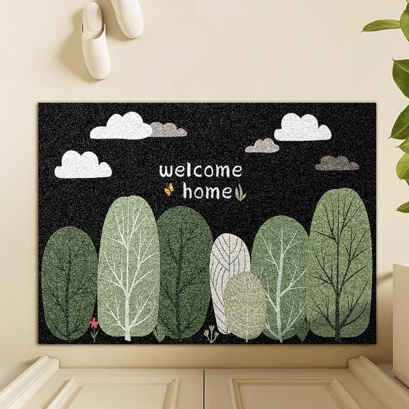 Green Plant-Based Entrance Door Floor Mats, High-Elastic Wire Rings, Special Non-Slip and Stain-Resistant Household Cross-Border Pvc Floor Mats for Entrances