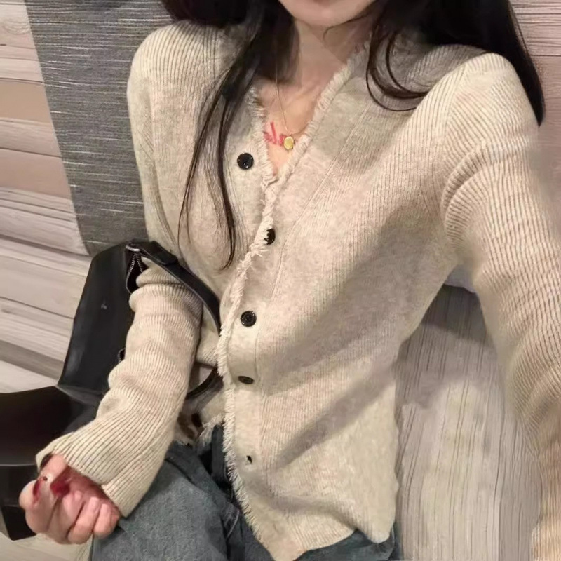 ZZZ Edge Knitted Cardigan 2024 Autumn and Winter New Slim-fit Elegant Chic Single-breasted Inner Long-sleeved Base Top