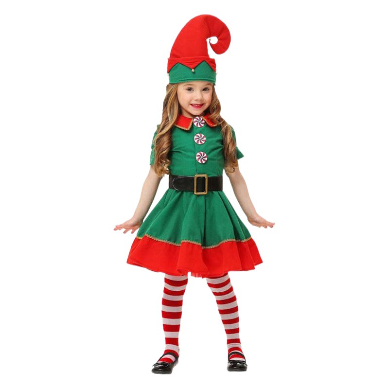Children's Christmas Performance Costumes Boys and Girls Christmas Elves Dress Up Clothes Children's Christmas Clothes Parent-Child Performance Costumes