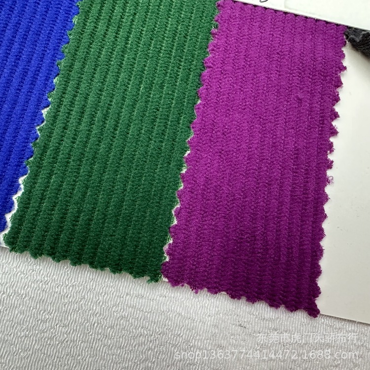 Knitted polyester warp knitted corduroy fabric 200g warp knitted European cotton velvet pit strip casual clothing shoes and hats fabric