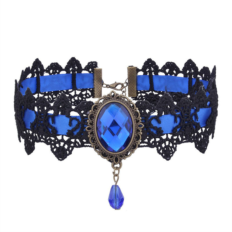 Picture of European and American Cross-Border Best-Selling Necklace Gothic Retro Punk Choker Lace Necklace Braided Choker Clavicle Chain for Women