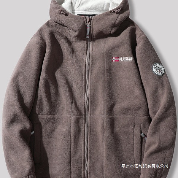 Exported to Norway hooded padded fleece winter warm double-sided polar fleece extra thick Changshu same couple's top