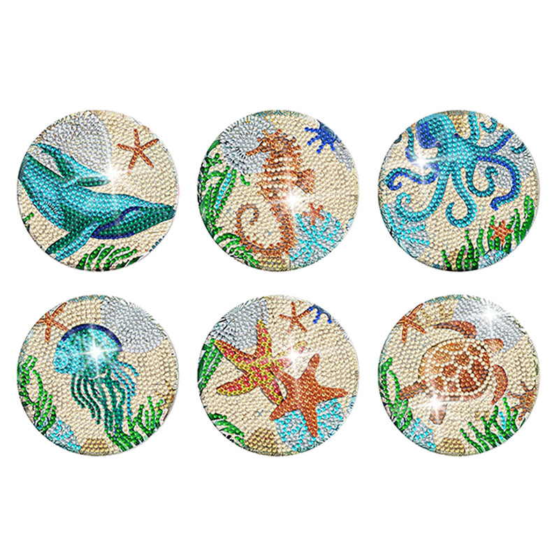 Picture of Diamond Painting Coaster Placemat DIY Full Diamond Acrylic Round Mandala Christmas Valentine's Day Mosaic