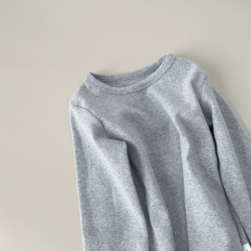 Picture of Children's Pure Cotton Thermal Underwear Boys' Bottoming Shirt Autumn and Winter Girls' Autumn Clothes Single-Piece Top Mid-Children's Half-High Collar Baby