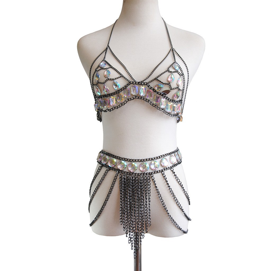 Picture of 2024 European and American Cross-Border New Sexy Backless Chest Chain Acrylic Multi-Layer Tassel Waist Chain Set Body Chain