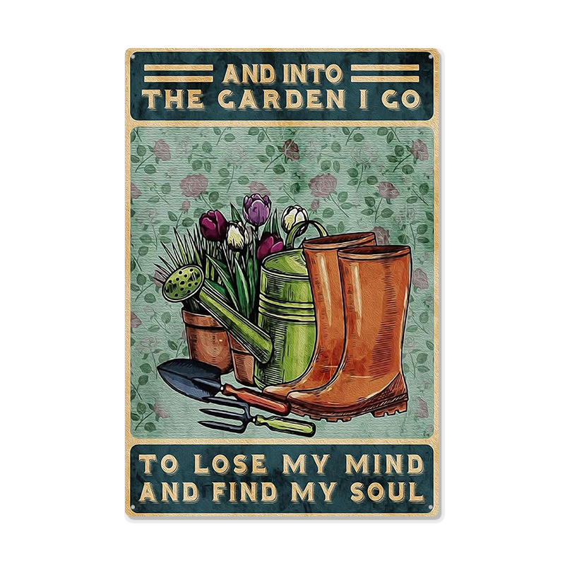 Picture of Cross-border American Country Retro Flower Figure Tin Painting Garden Pastoral Balcony Wall Wall Wall Old Decoration Pendant