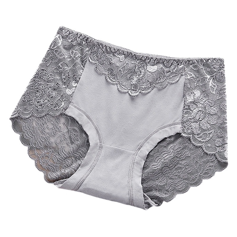 Hollow-out Cauchy Mid-waist Lace Women's Underwear Women's Sexy Seamless Hip Bag Hip Quick-drying Large Size Briefs
