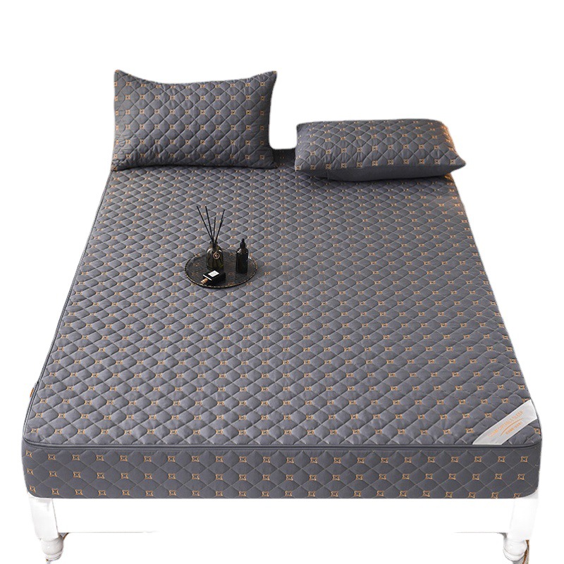 Embroidered Six-sided All-inclusive Bed Cover Thickened Quilted Bed Cover Simmons Protective Cover Anti-slip Zipper Dust Cover