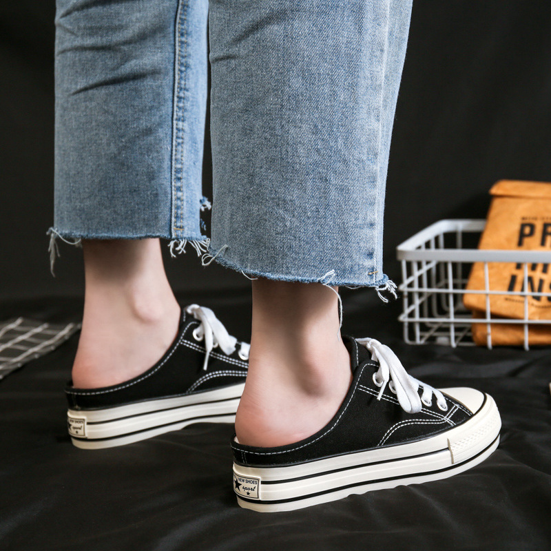 Picture of Half-drag heightening canvas shoes women's shoes 2023 new spring and summer versatile muffin thick-soled heightening half-drag skate shoes