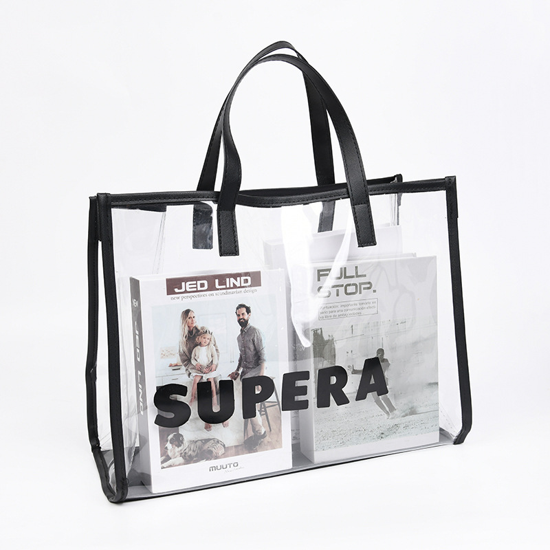 Transparent Women's Portable Color Korean-style Ins Internet Popular Candy Color Laser Large Capacity Shopping Bag PVC Plastic