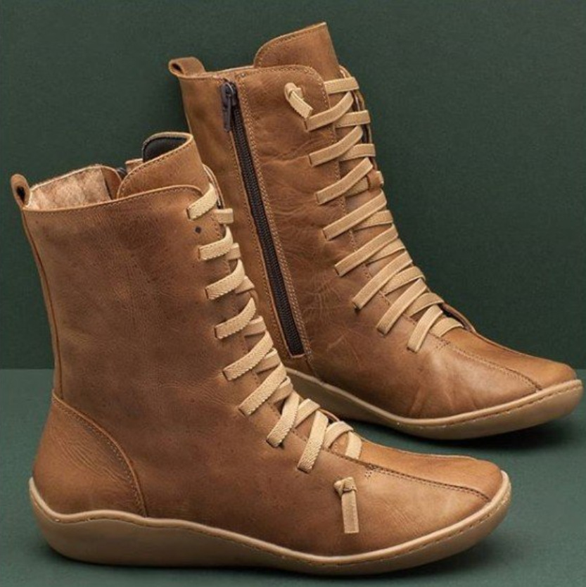 Picture of Cross-border New plus size Women's Shoes Lace-up Side Zipper Ladies Boots Flat Heel Casual Shoes Martins Boots Amazon wish