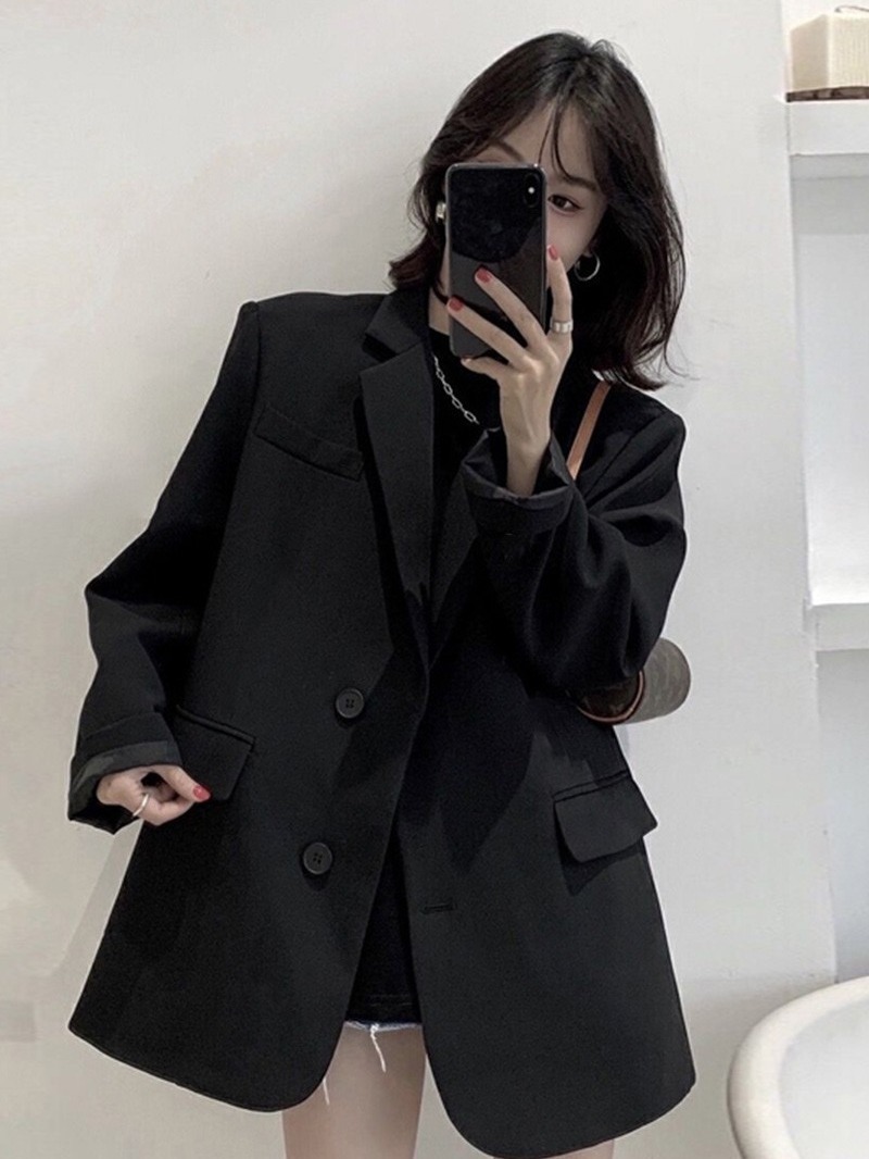 Picture of Small Top Black Suit Jacket Commuter Women's Korean Style Casual Comfortable Suit for Spring and Autumn