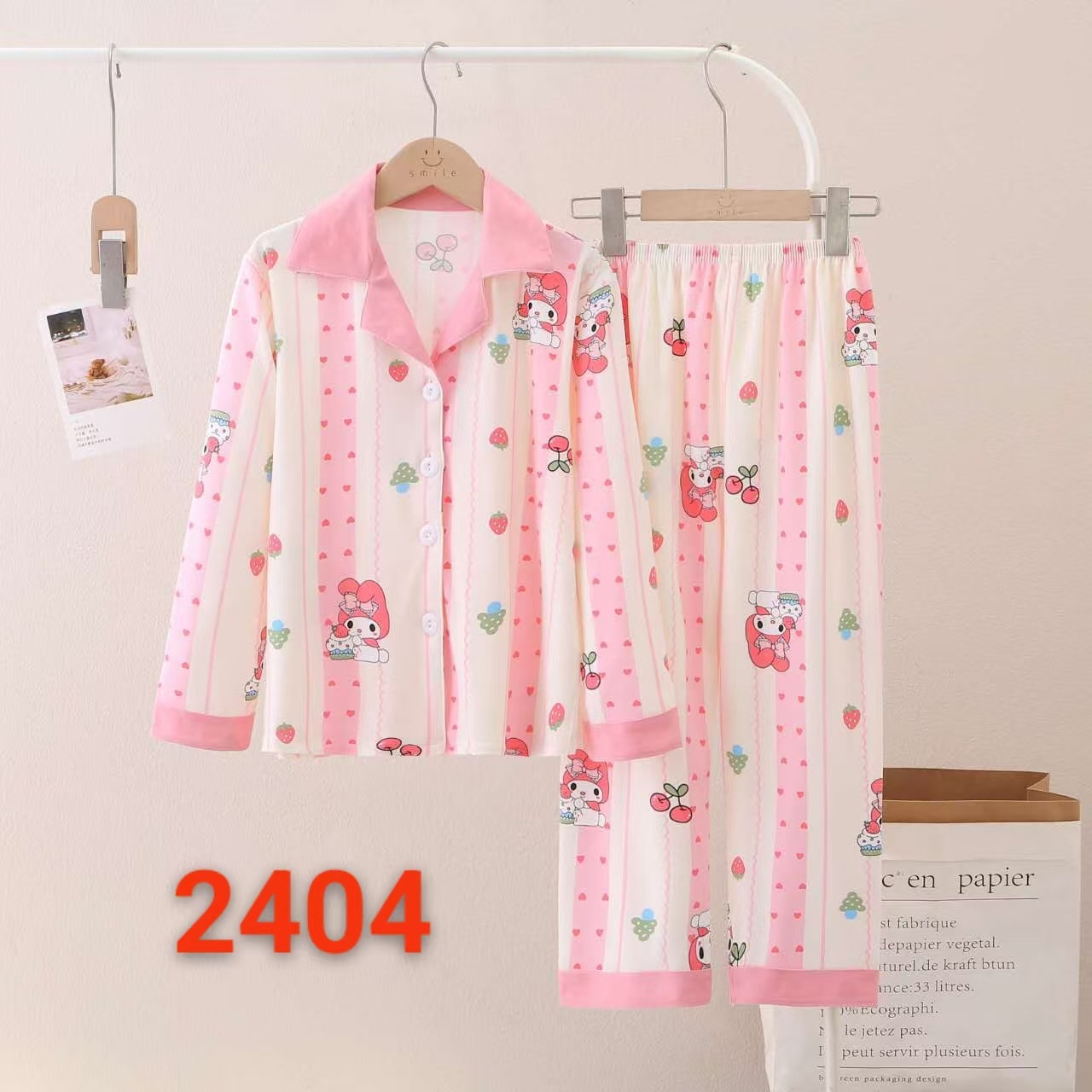 Picture of Girls' Pajamas Spring and Autumn New Lapel Long Sleeve suit Children's Home Clothes Cardigan Home Clothes Middle and Big Children