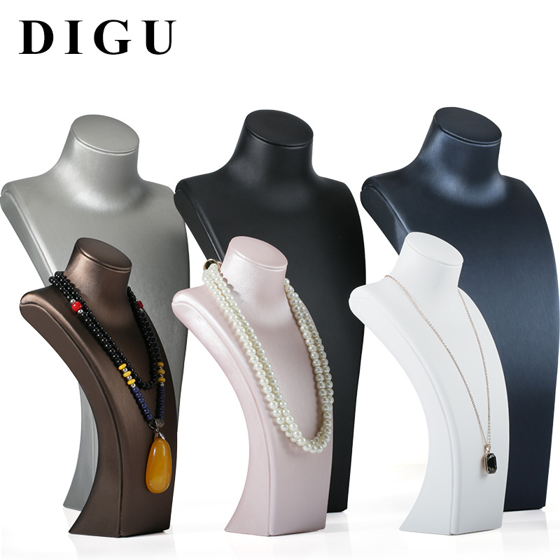 Picture of Di Gulas PU leather necklace portrait rack model neck display jewelry pendant display props