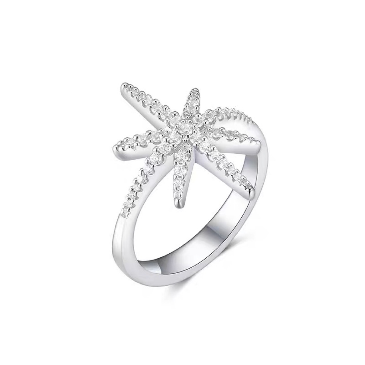 Picture of European and American Simple Fashion Rice Ring Micro-inlaid Zircon Ring Sweet and Elegant Rice Snowflake Ring