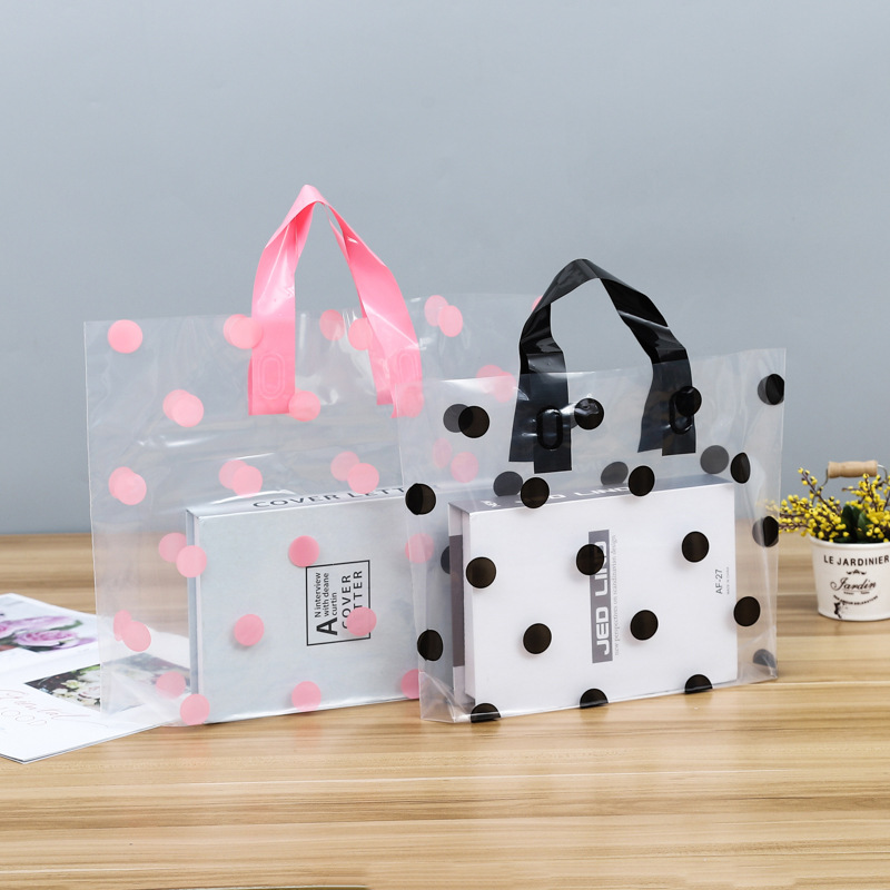 Cute wave point creative transparent plastic tote bag manufacturers wholesale jewelry cosmetics universal translucent shopping bag