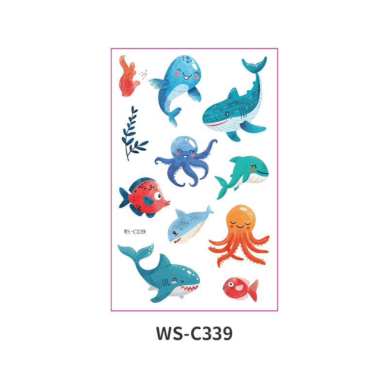 Picture of Spot Wholesale Children's Cartoon Original Tattoo Stickers Marine Animal Summer Tattoo Stickers Dolphin Shark Little Whale