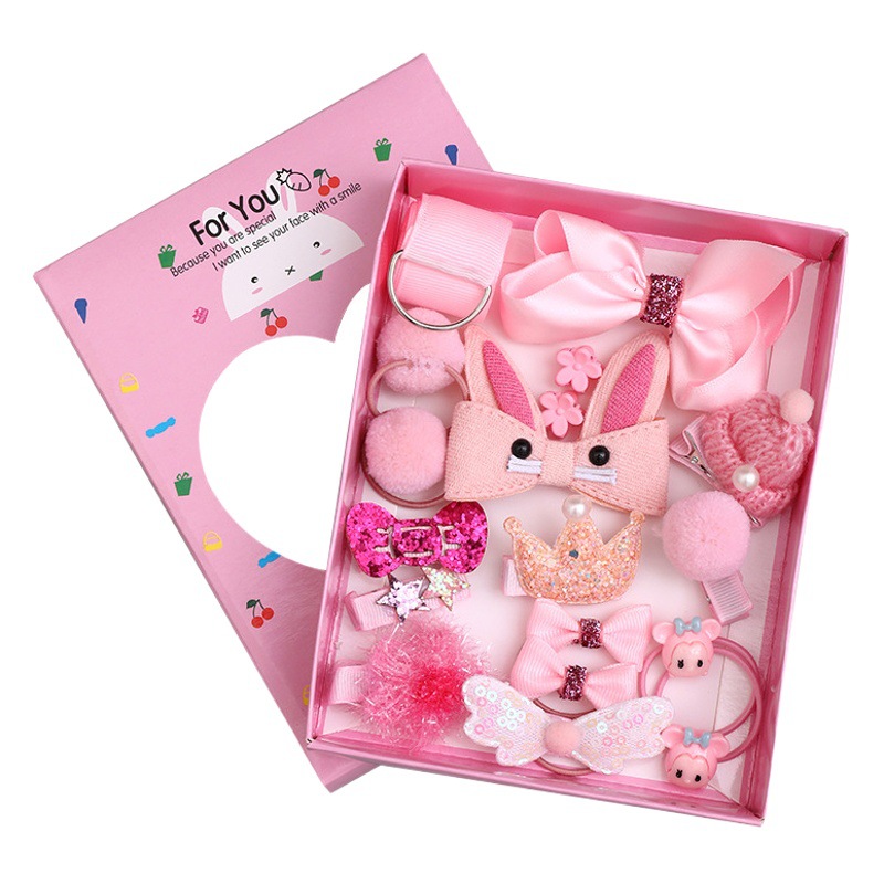 Children's Hairpin Hair Accessories Set 18-piece Baby Hairpin Side Clip Gift Box Korean Princess Factory Outlet