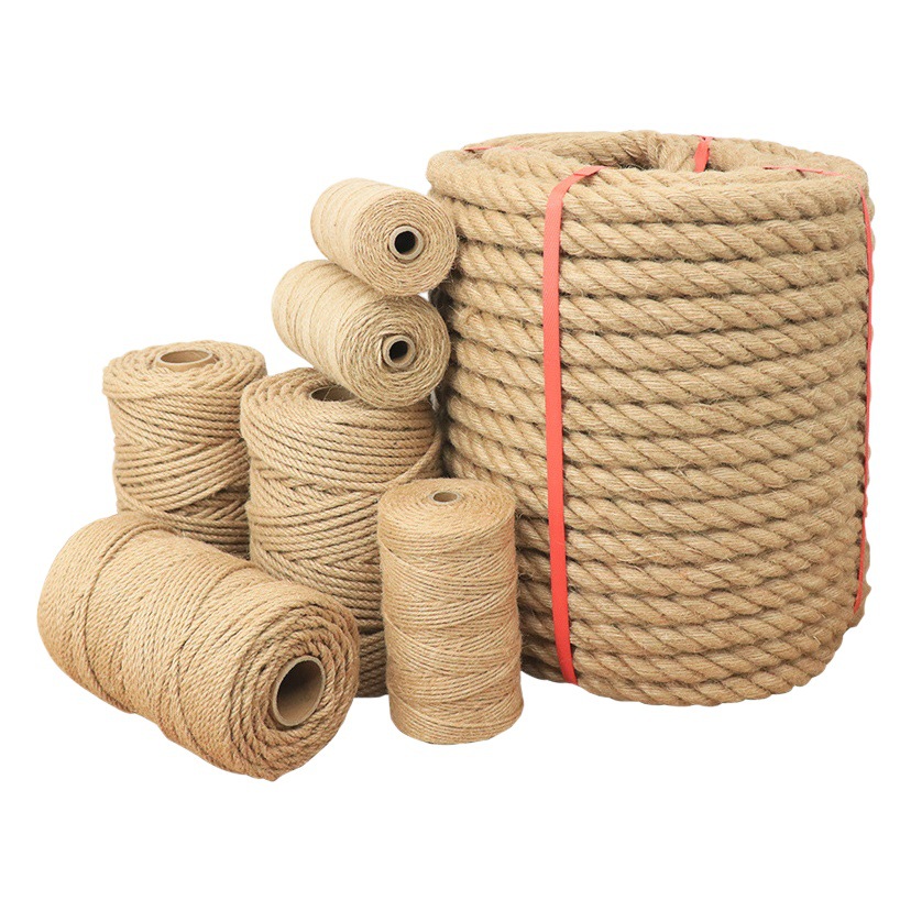 Picture of hemp rope coarse hemp rope handmade fine jute rope binding rope diy tug-of-war rope retro chandelier cat scratch climbing rope