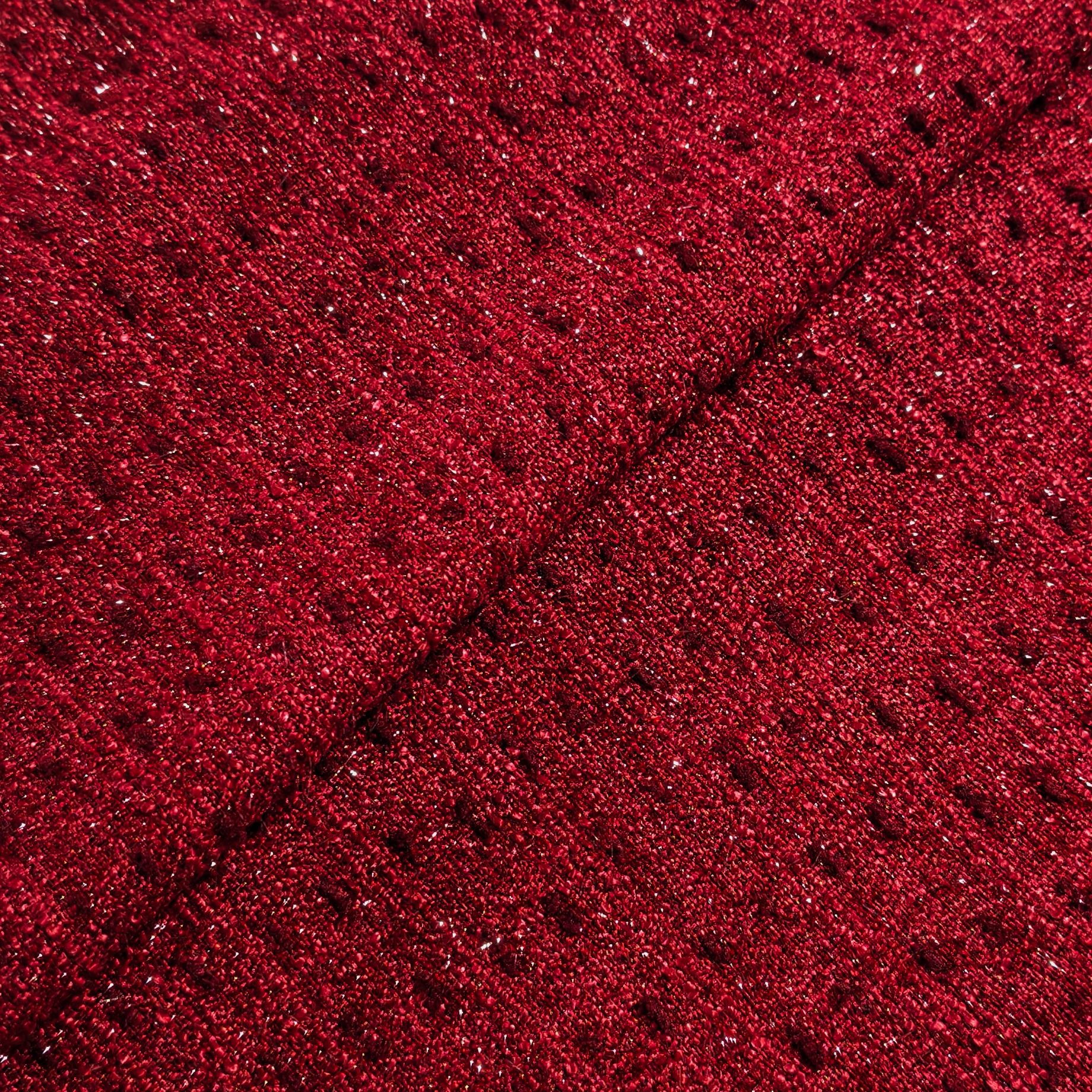 Picture of Tweed dyed small fragrance style bright silk plain fabric girls' luggage dress red woolen fabric