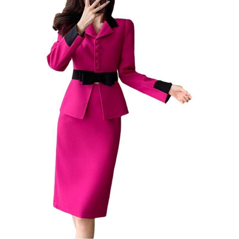 High-end Small Dress White Suit Dress Women's Spring and Autumn Small Professional Temperament Mature Royal Sister Two-piece Set