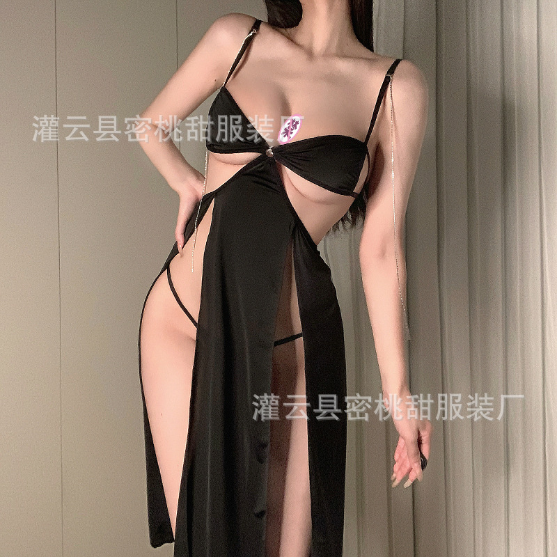 Sexy underwear hot high split nightclub dress role play sexy hollow chain suspender skirt a generation of hair