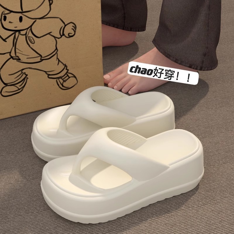 7cm flip-flops women wear 2024 new platform muffin summer clip sandals vintage fashion sandals