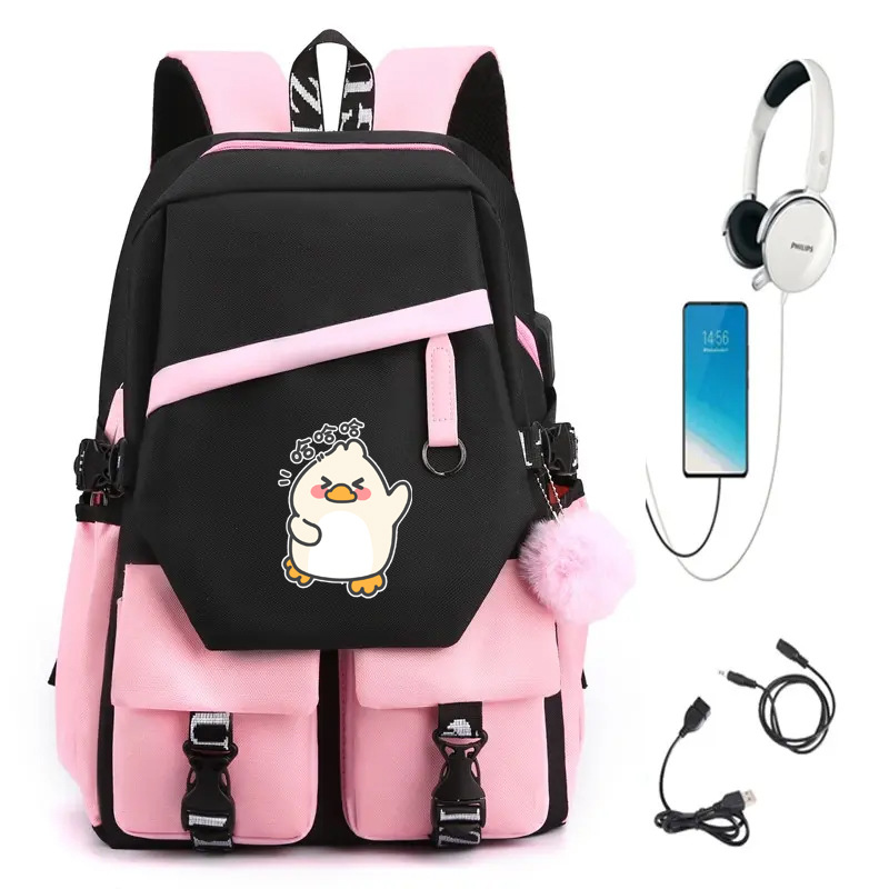 Picture of Barbara Duck Schoolbag Boys' Primary School Students Grade Three, Four to Six Cartoon Backpack Boys' Large Capacity Ultra Light Weight Reduction