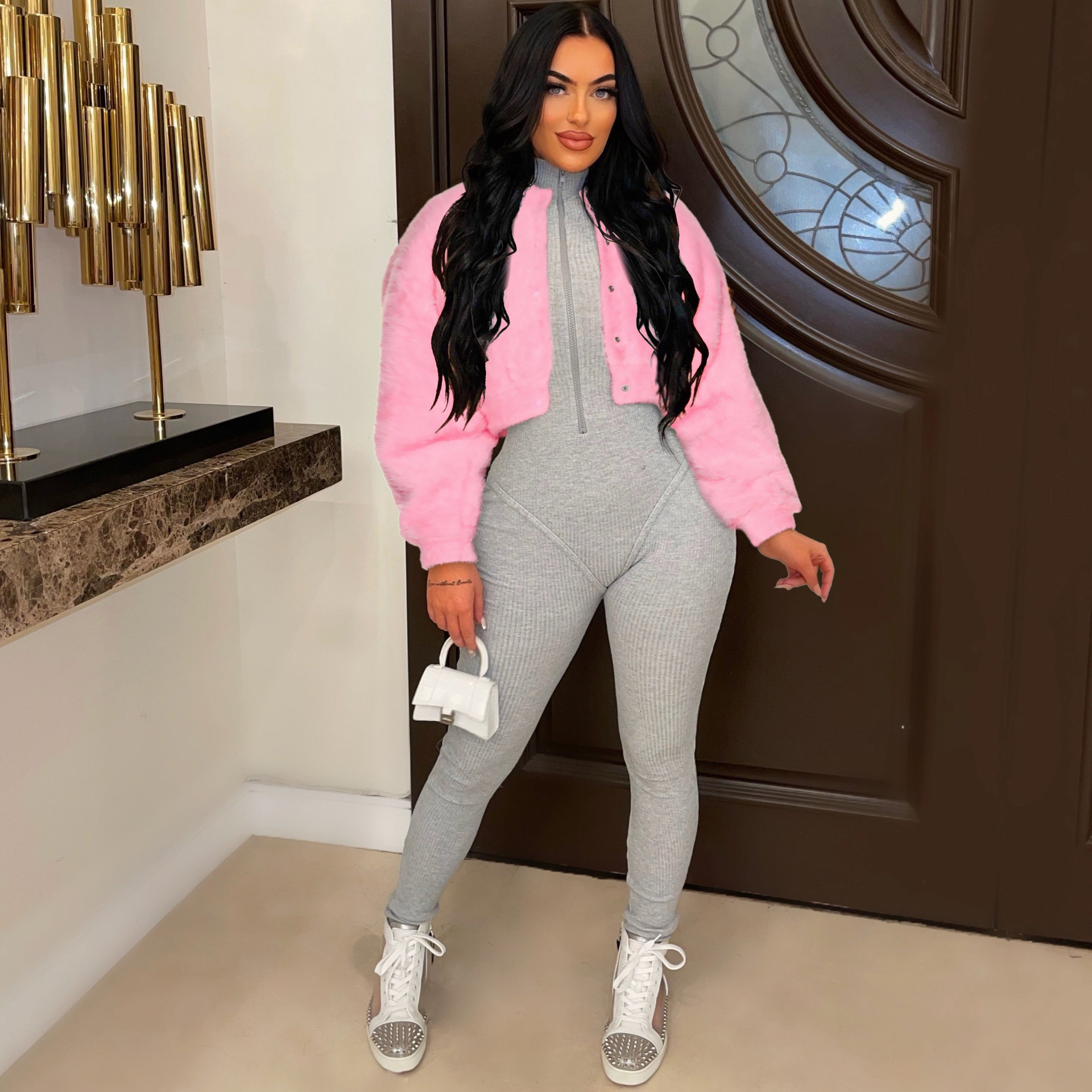 Picture of Amazon Hot Selling European and American Autumn and Winter Women's Casual Fashion Loose Faux Fur Short Jacket Imitation Rabbit Fur Jacket
