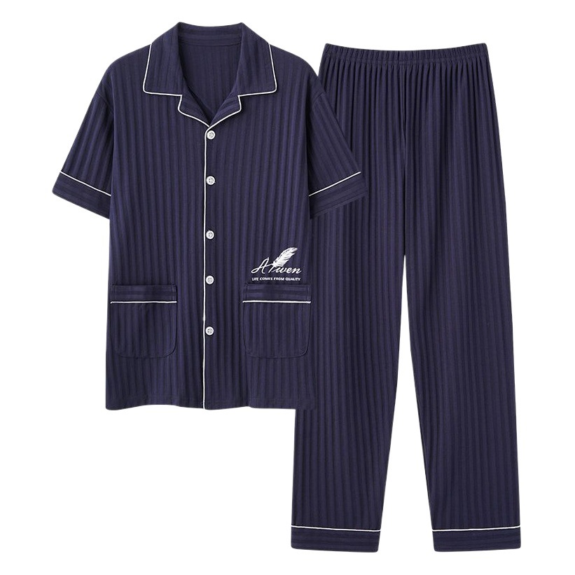 Zhuojia plus size Pajamas Men's Summer Plus Weight Increase Short-sleeved Pants Loose Cardigan Home Wear Men's 220kg
