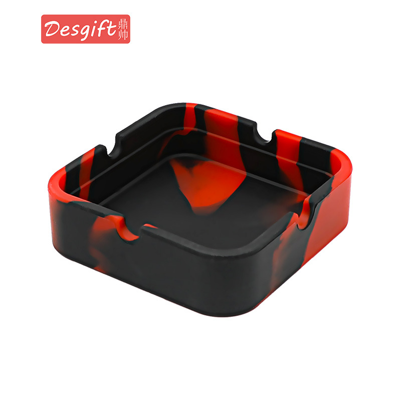 Picture of New silicone round ashtray camouflage mixed color psychedelic ashtray ashtray ashtray Cup printing logo ashtray