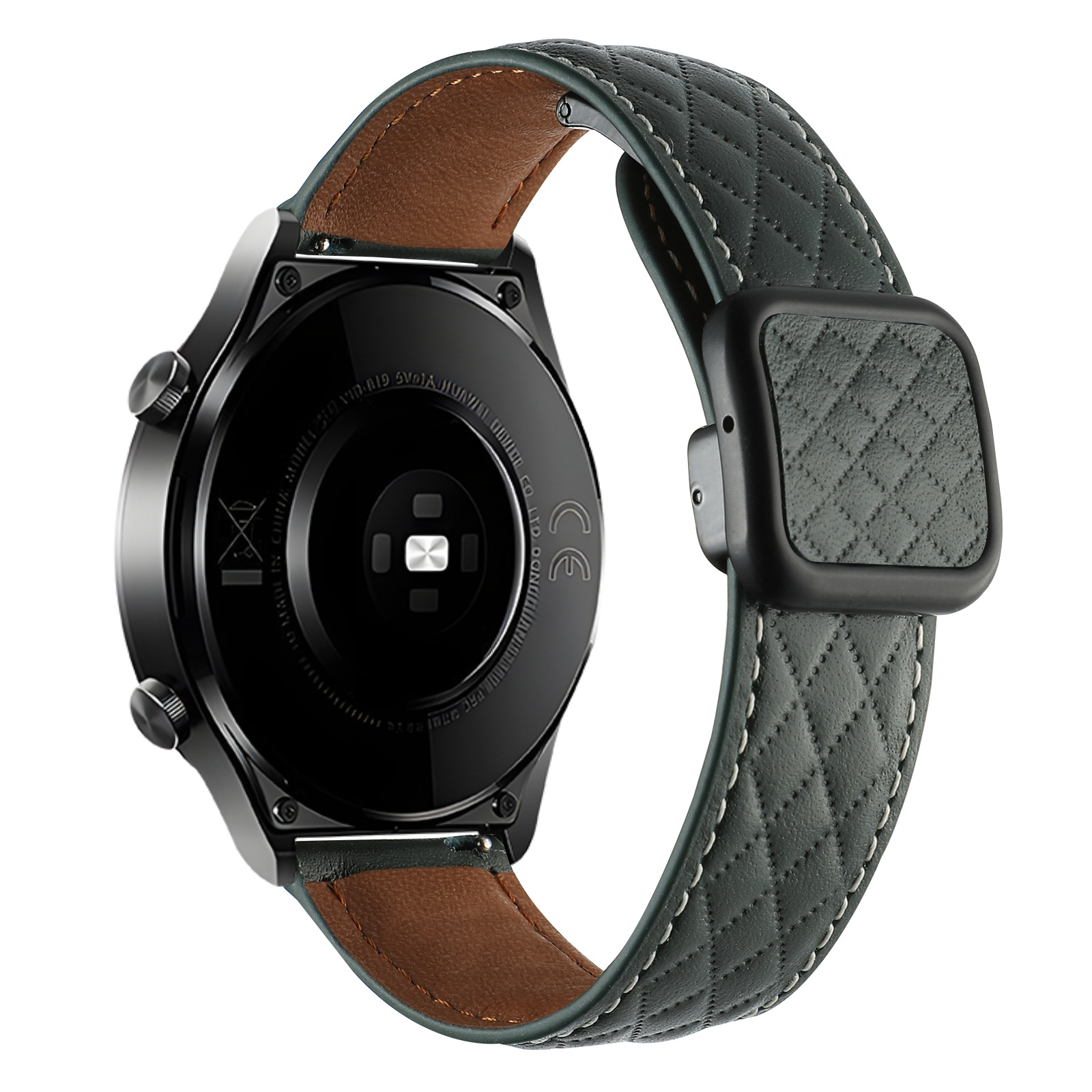 Picture of Suitable for Huawei Gt5 Samsung Watch Xiaomi S4 Genuine Leather Quilted Pattern Double-Sided Leather Magnetic Square Buckle Watch Strap Gt6