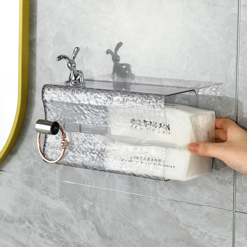 Picture of High-end Decorative Living Room Tissue Box Light Luxury Bedroom Creative Simple Paper Box Wall-mounted Toilet Storage Box