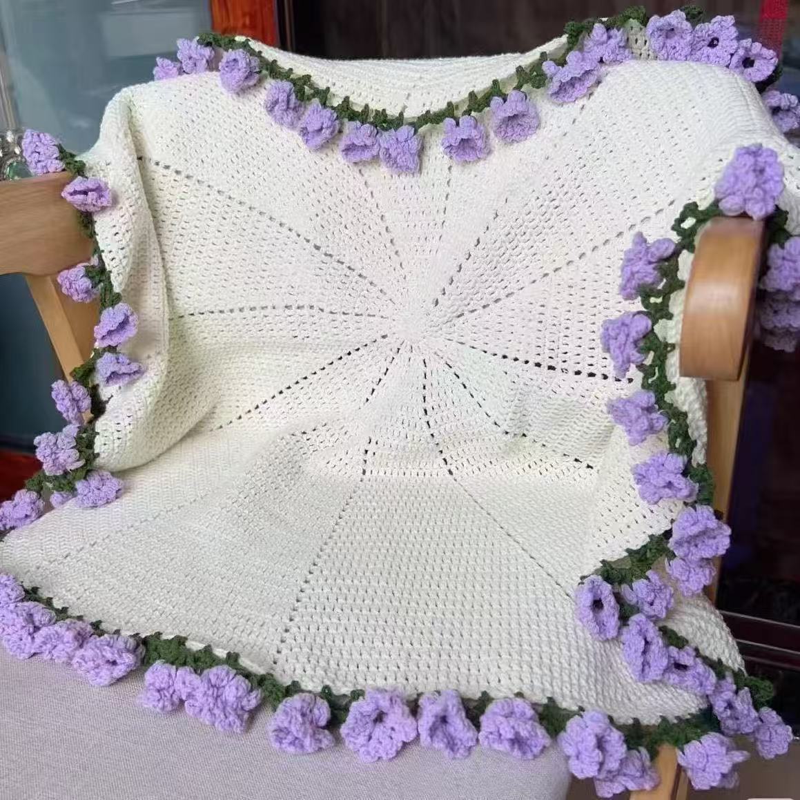 handmade diy rose lily of the valley blanket bouquet blanket finished creative gift bouquet blanket pure hand woven